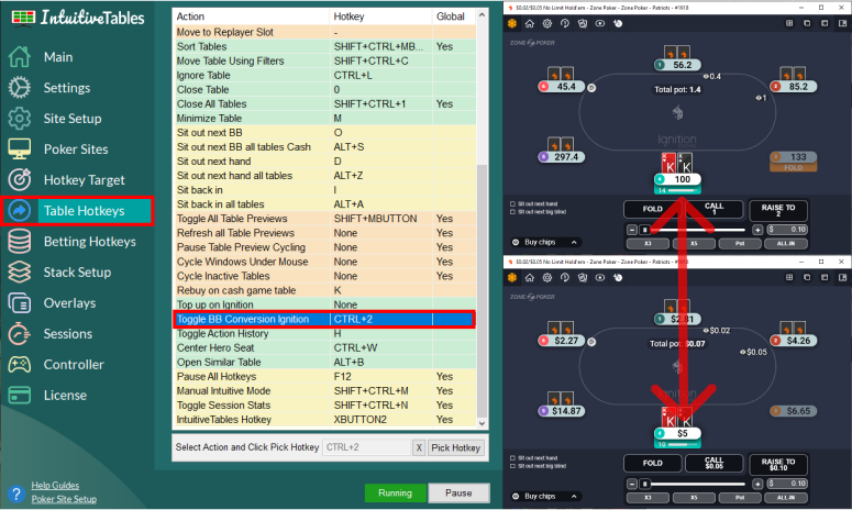 Toggle chips to big blind hotkey