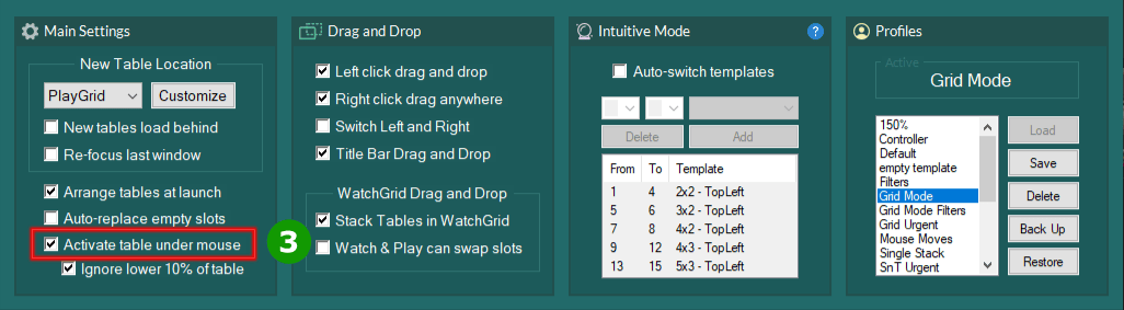 Activate Table Under Mouse