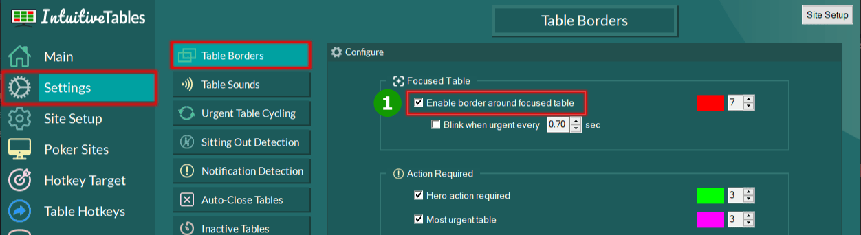 Table borders Tab