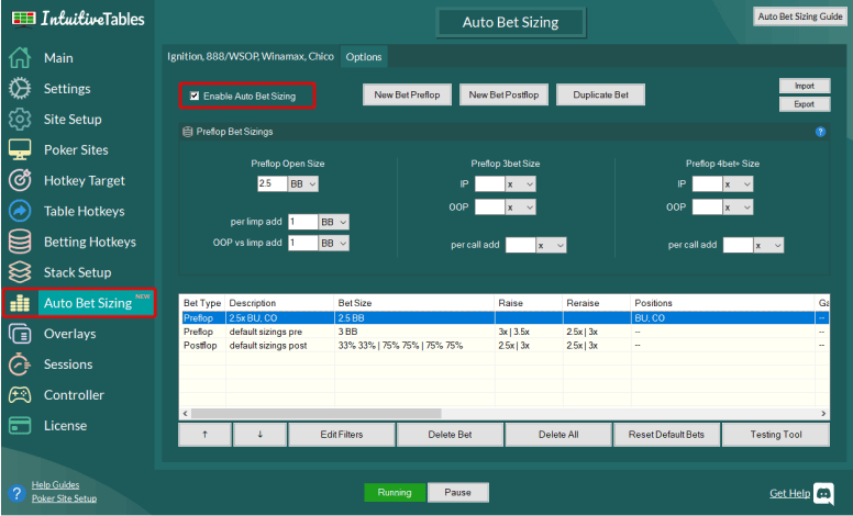 Enable Auto Bet Sizing