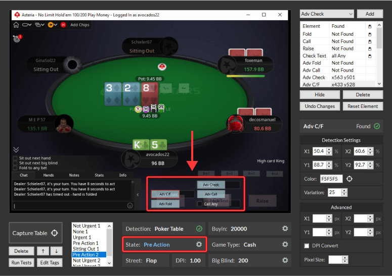 Pre-Action Captured Table