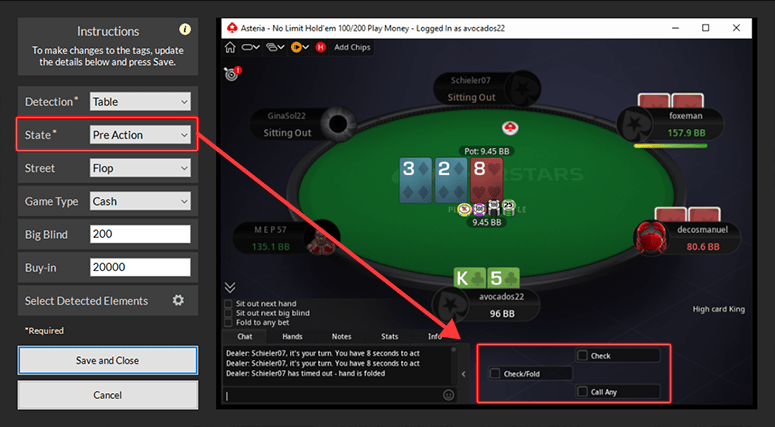 Pre-Action Captured Table