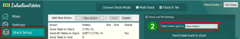 Stack Setup Tab