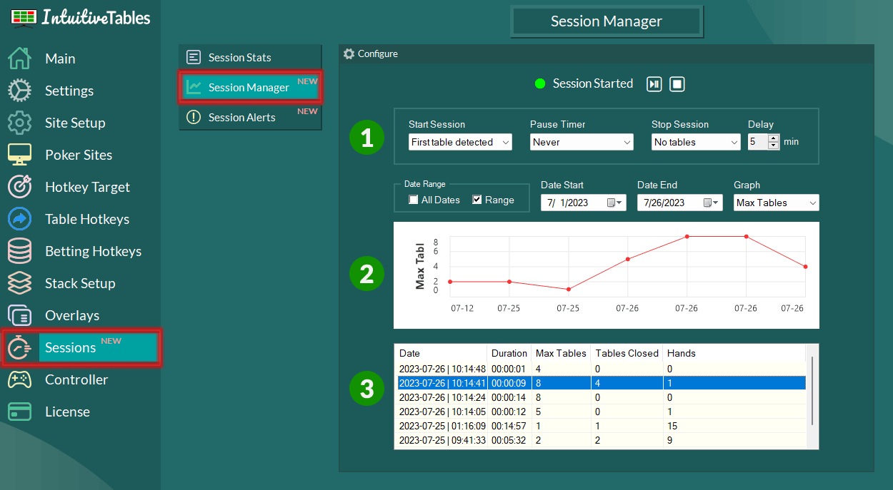 Session Manager Tab