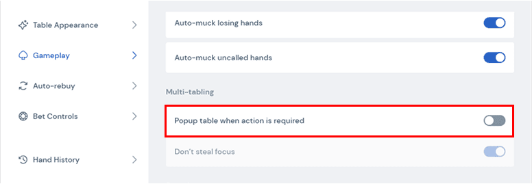 Disable focus stealing