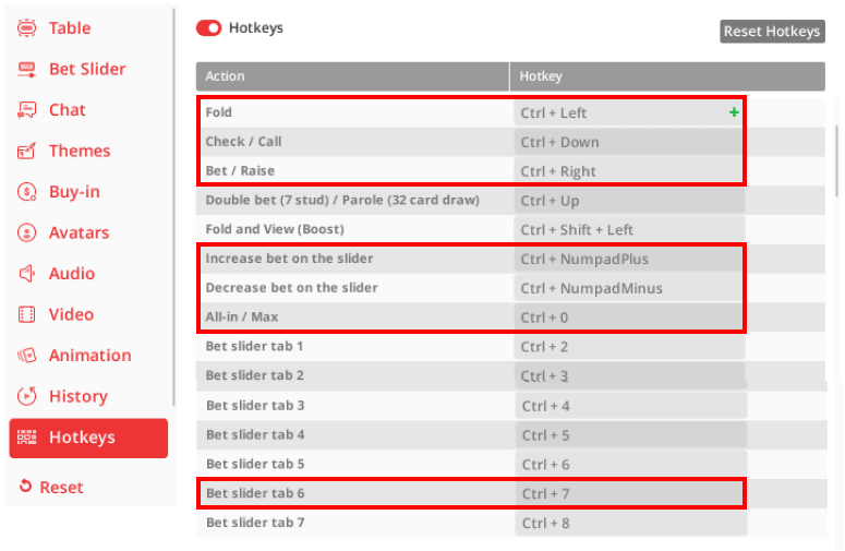 Setup for Hotkeys