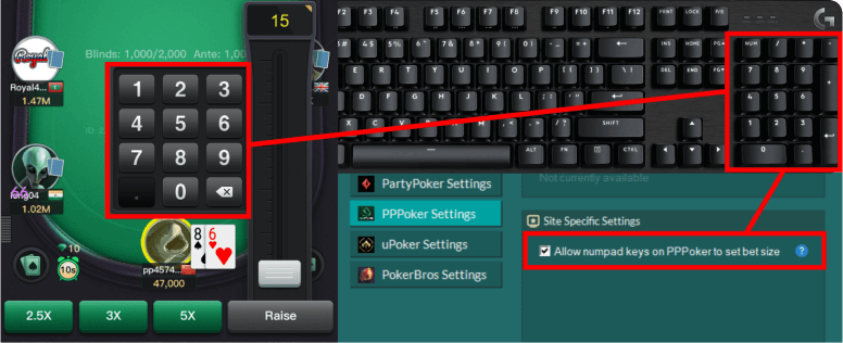 Type numbers into PPPoker bet box