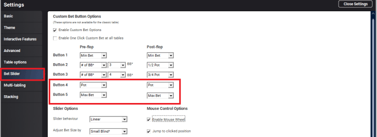 Setup for Betting Hotkeys