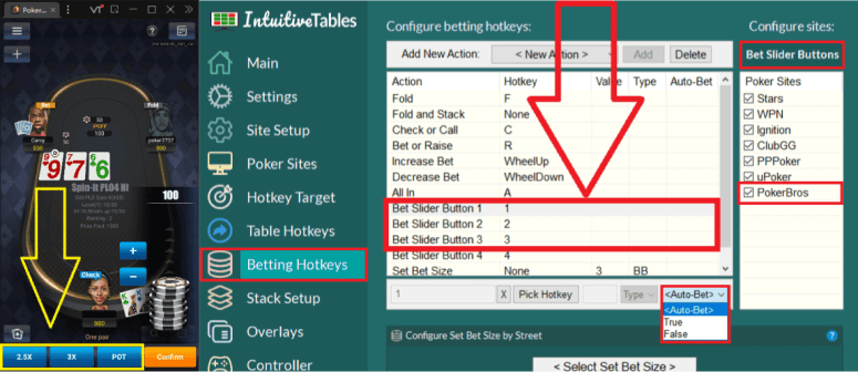 Bet Slider Button hotkeys for PokerBros