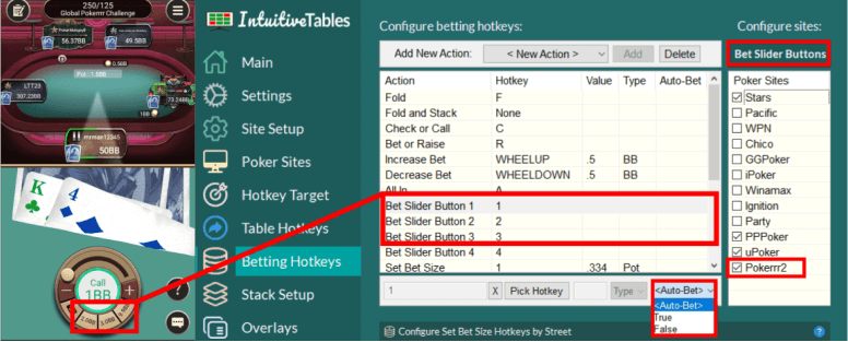 Bet Slider Button hotkeys for Pokerrr2