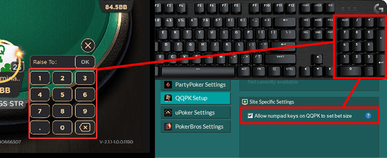Type numbers into QQPK bet box