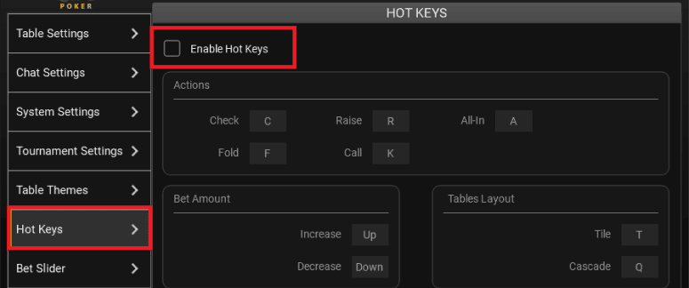 Disable SwCPoker hotkeys