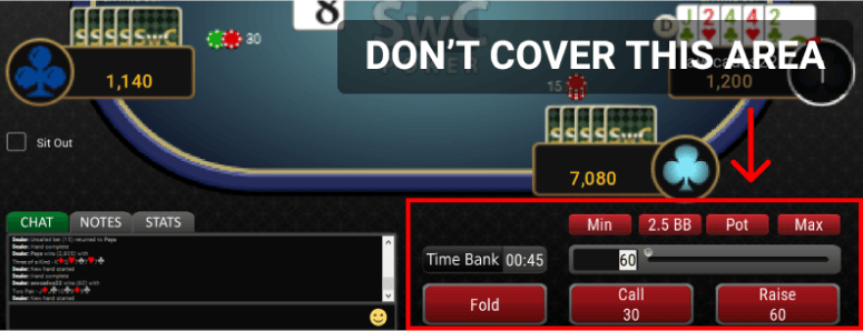 Don't cover betting area