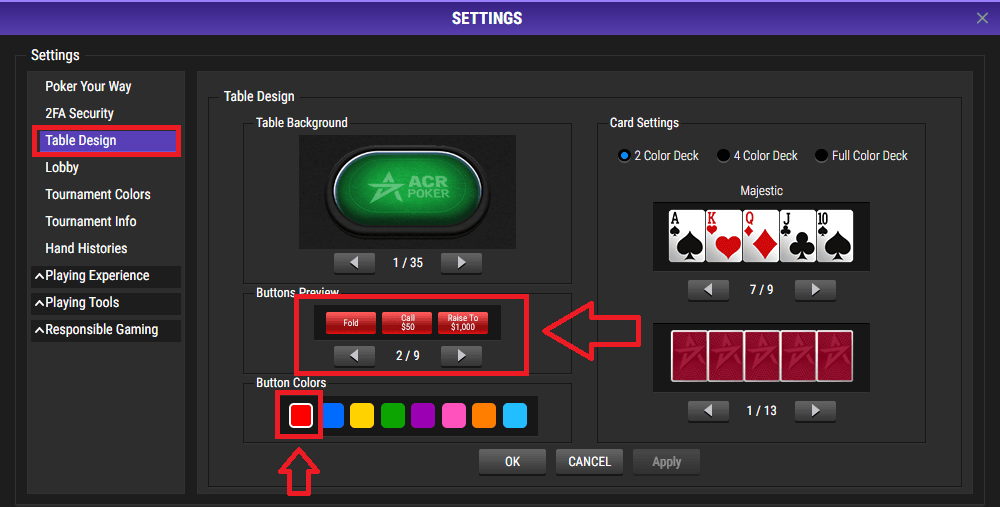 Table Design Configuration