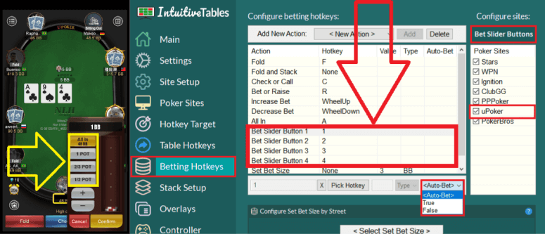 Bet Slider Button hotkeys for uPoker