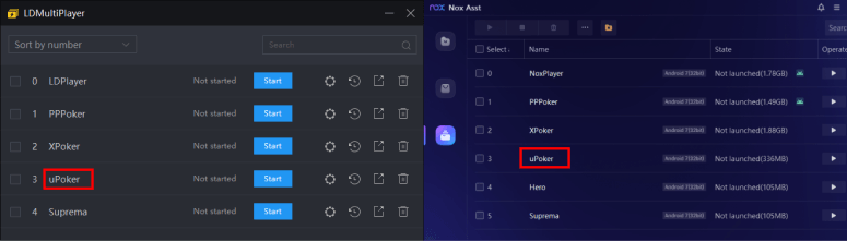 LDPlayer uPoker NoxPlayer uPoker