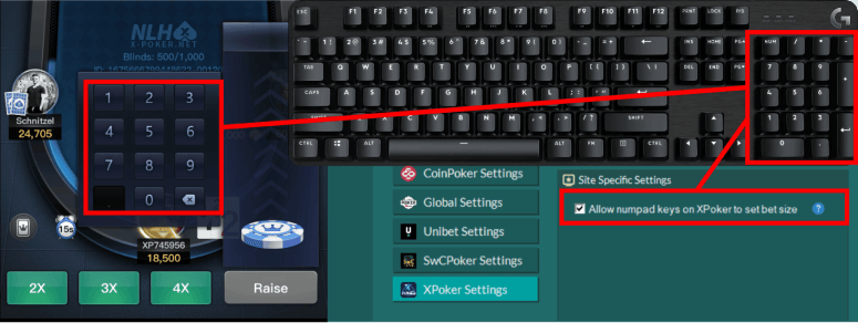 Type numbers into xPoker bet box
