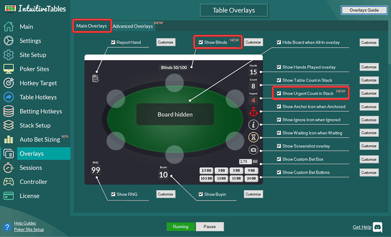 IntuitiveTables Main Overlays tab